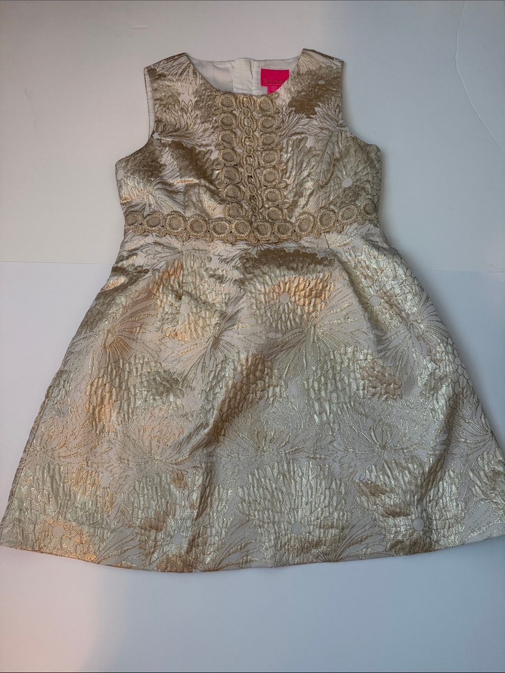 Lilly Pulitzer Gold Jacquard Fit-and-Flare Dress